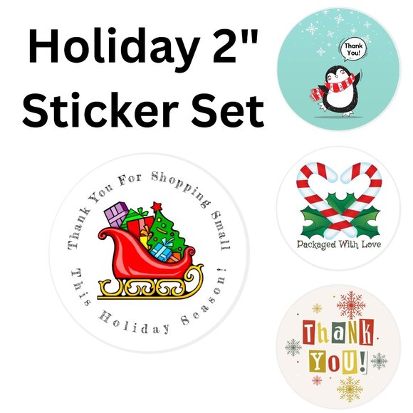 Christmas Variety Thank You Sticker Set - Picture 1 of 6